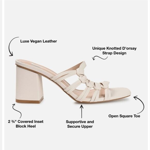 New Emory Journee Collection sleek slip-on style soft vegan leather ivory heel 7 - Picture 2 of 9